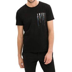 AMIRI Men’s Black Short Sleeve Paint Splatter-Logo T-Shirt Size 2XL